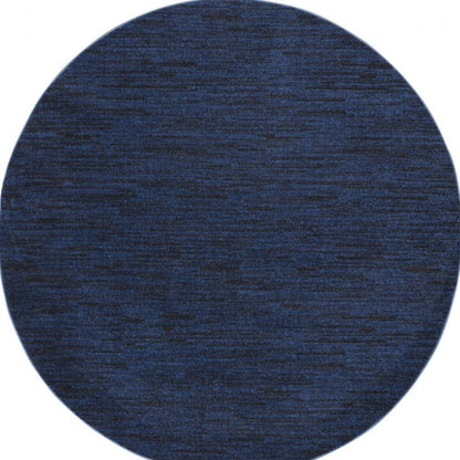 8' Midnight Blue Round Stain Resistant Indoor Outdoor Area Rug HomeRoots