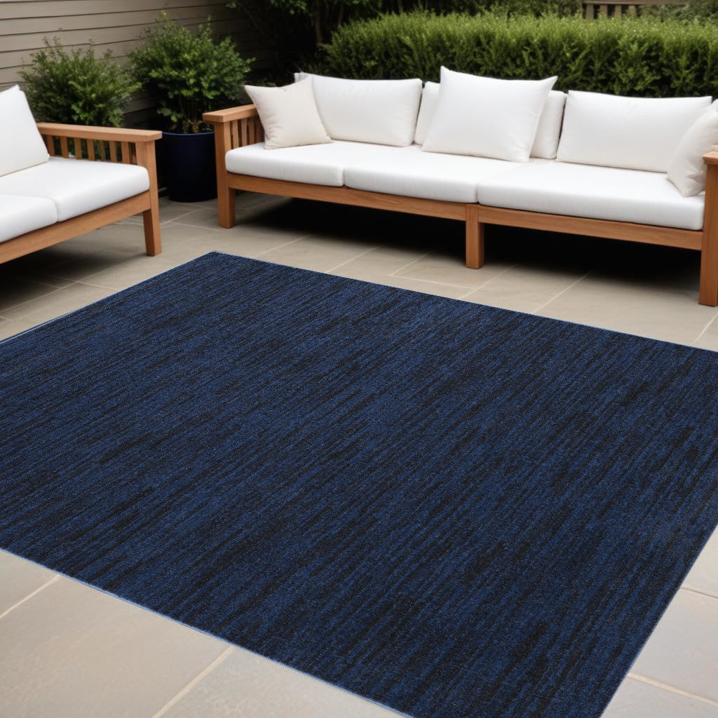 8' X 10' Midnight Blue Stain Resistant Indoor Outdoor Area Rug