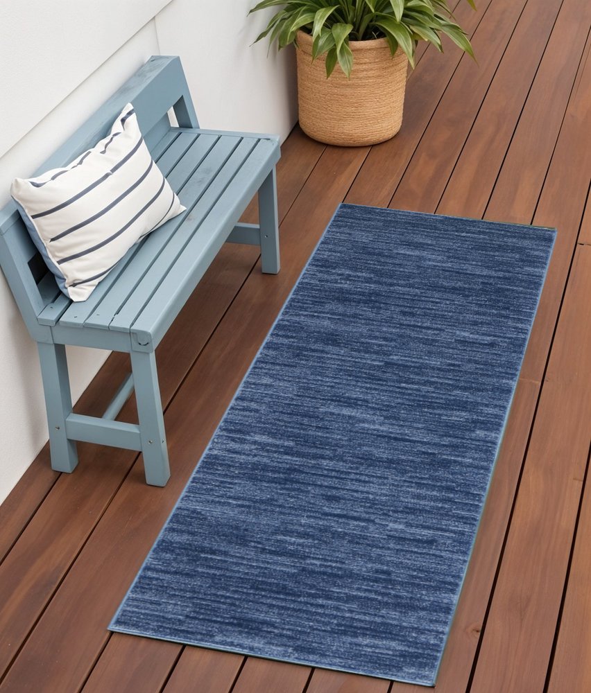 6' Navy Blue Indoor Outdoor Runner Rug HomeRoots