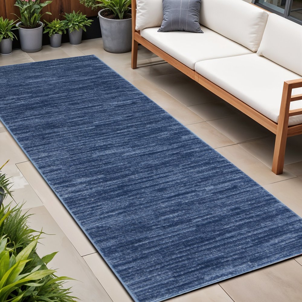 8' Blue Non Skid Indoor Outdoor Runner Rug — view 4