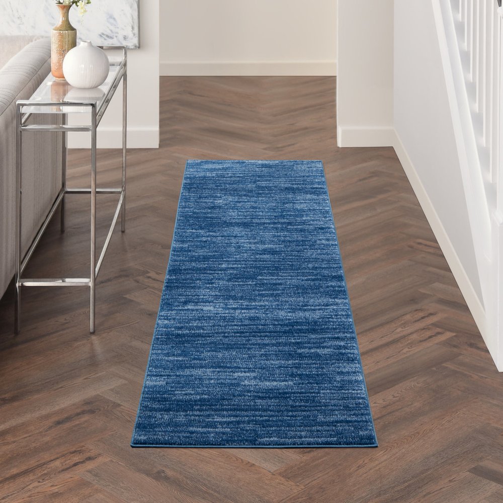8' Blue Non Skid Indoor Outdoor Runner Rug — view 7