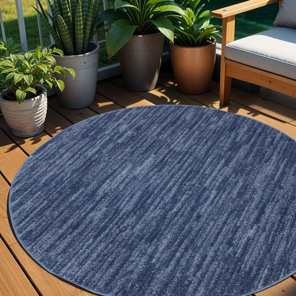 4' Blue Round Indoor Outdoor Area Rug HomeRoots