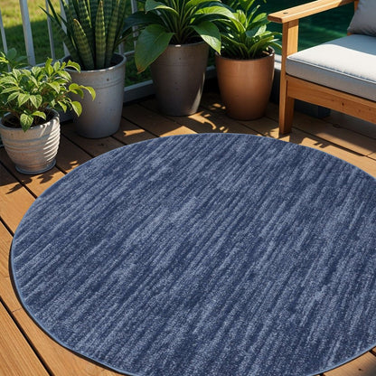 4' Blue Round Indoor Outdoor Area Rug HomeRoots