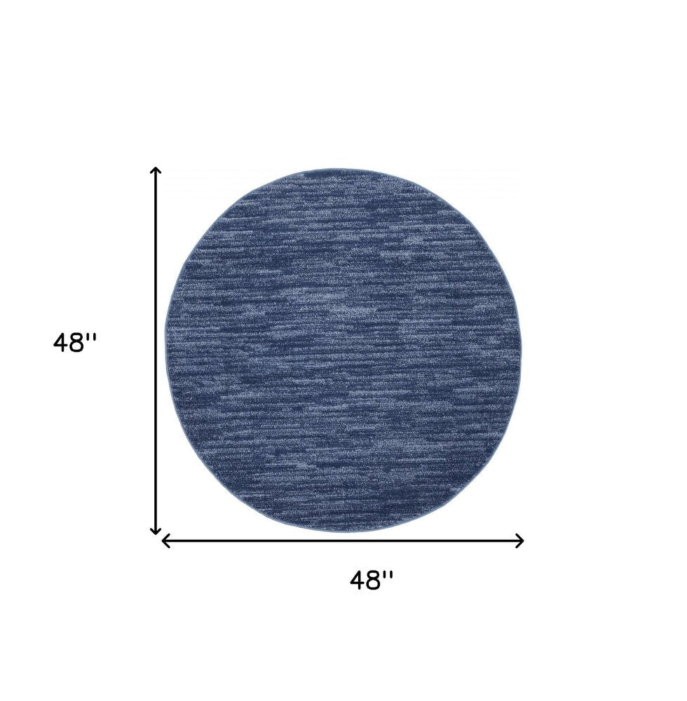 4' Blue Round Indoor Outdoor Area Rug — view 2
