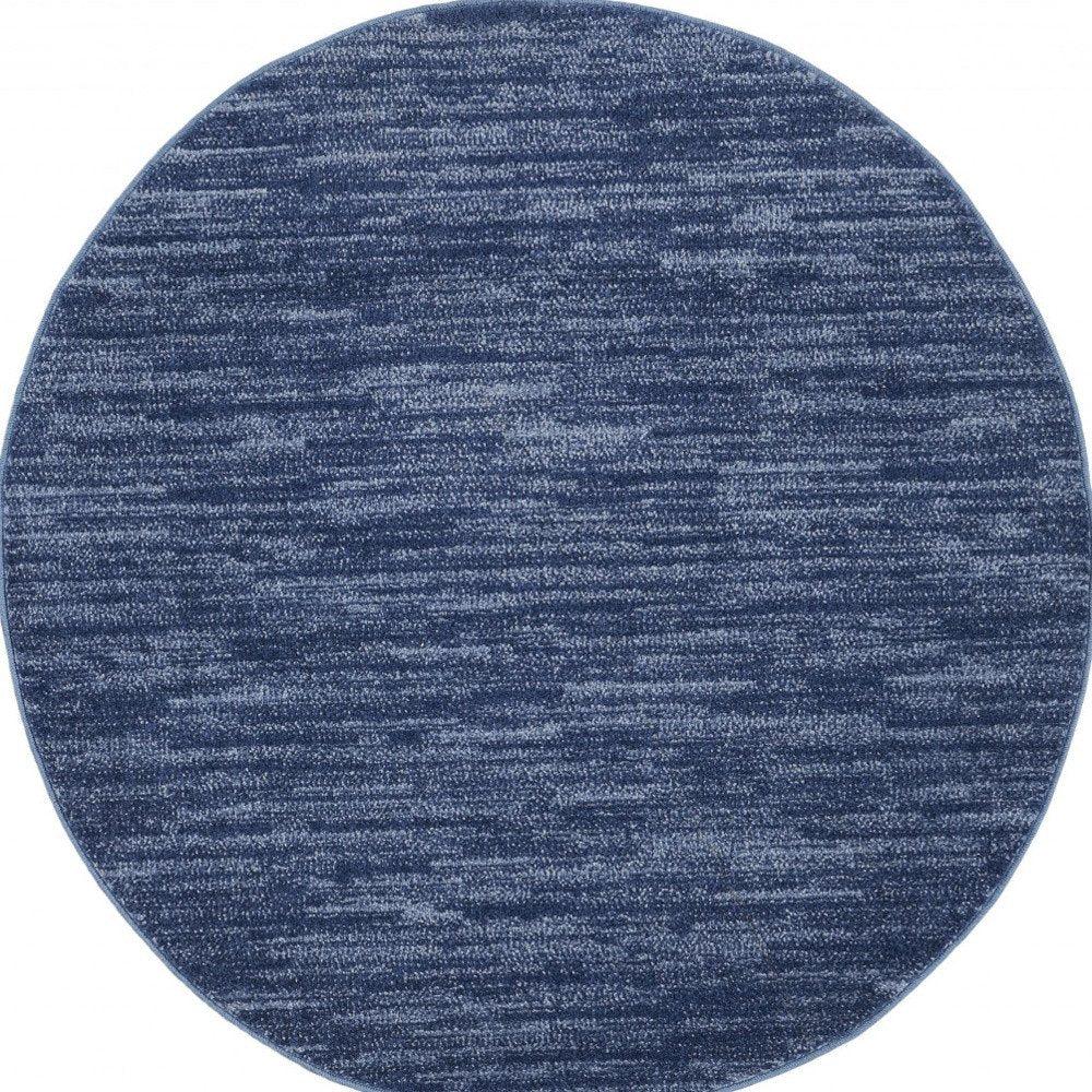 4' Blue Round Indoor Outdoor Area Rug — view 1