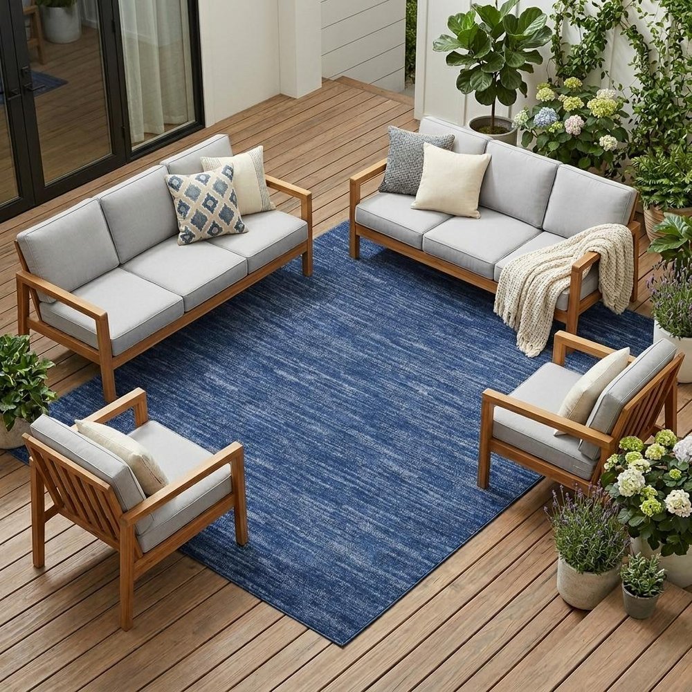 6' X 9' Blue Indoor Outdoor Area Rug HomeRoots