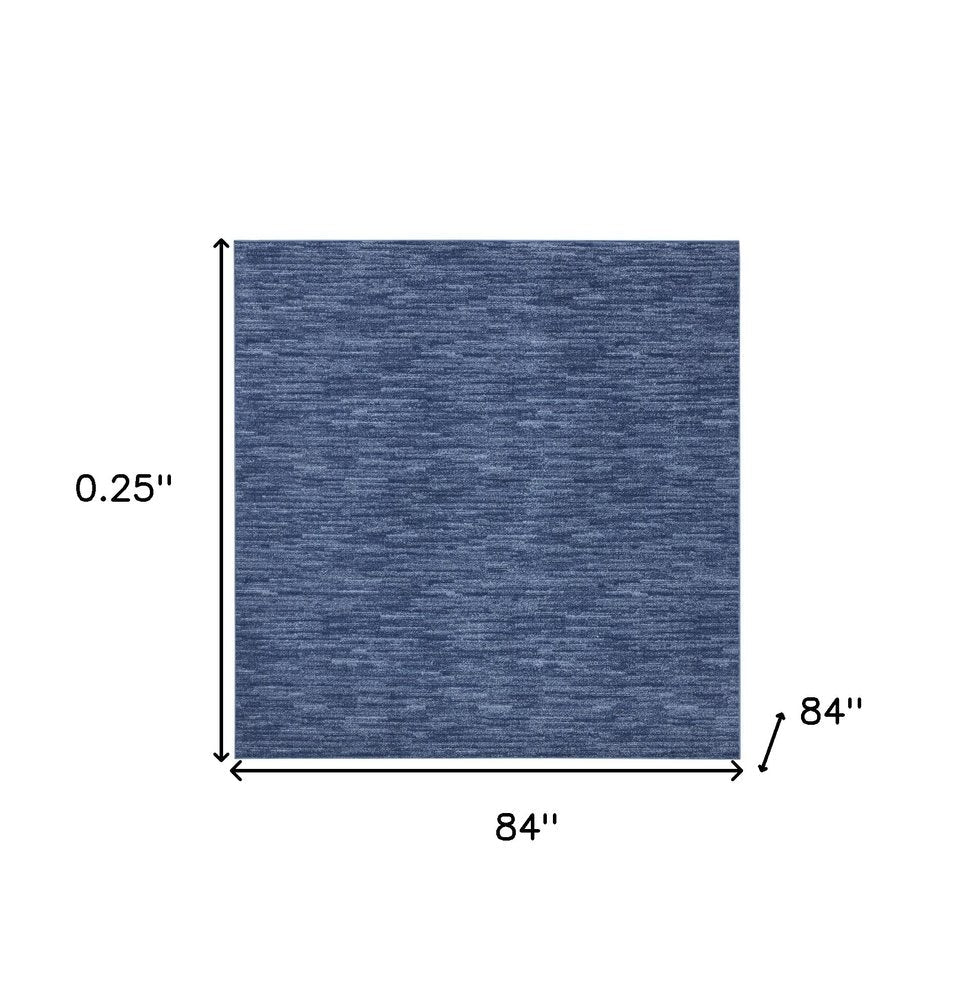7' Square Blue Stain Resistant Indoor Outdoor Area Rug — view 1