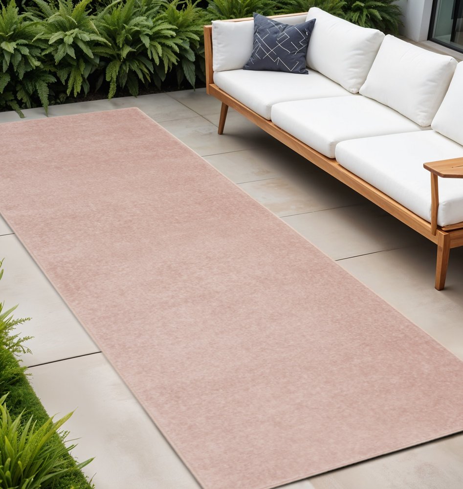 8' Pink Indoor Outdoor Runner Rug — view 1