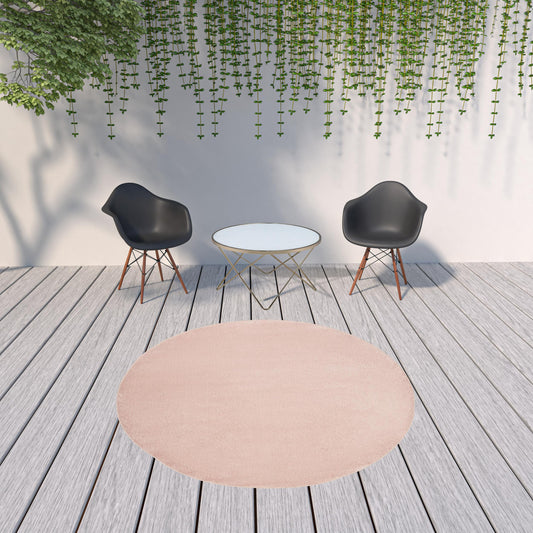 8' X 8' Pink Round Non Skid Indoor Outdoor Area Rug