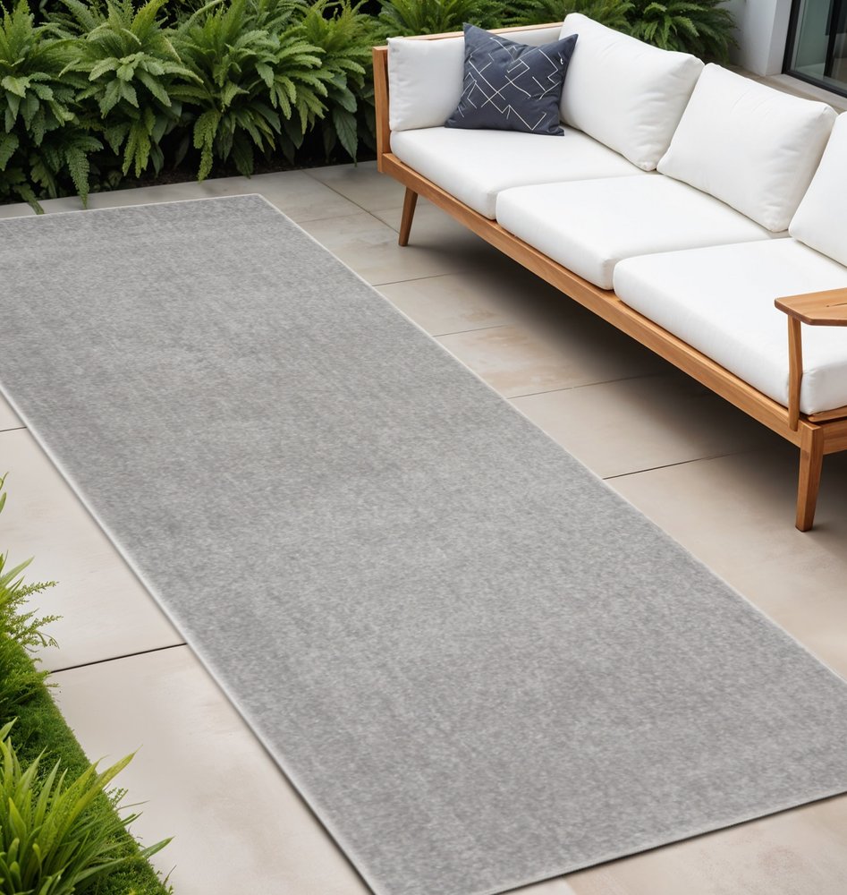 10' Gray Indoor Outdoor Runner Rug — view 1