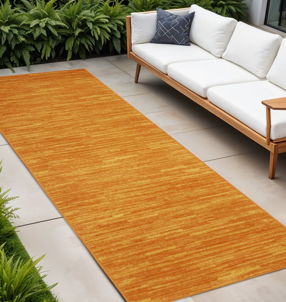 10' Orange Indoor Outdoor Runner Rug — view 1