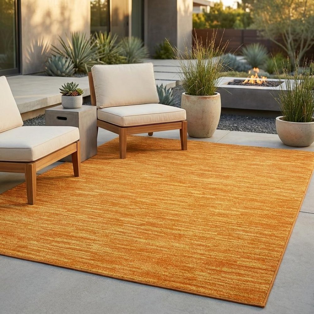 5' X 7' Orange Indoor Outdoor Area Rug — view 12