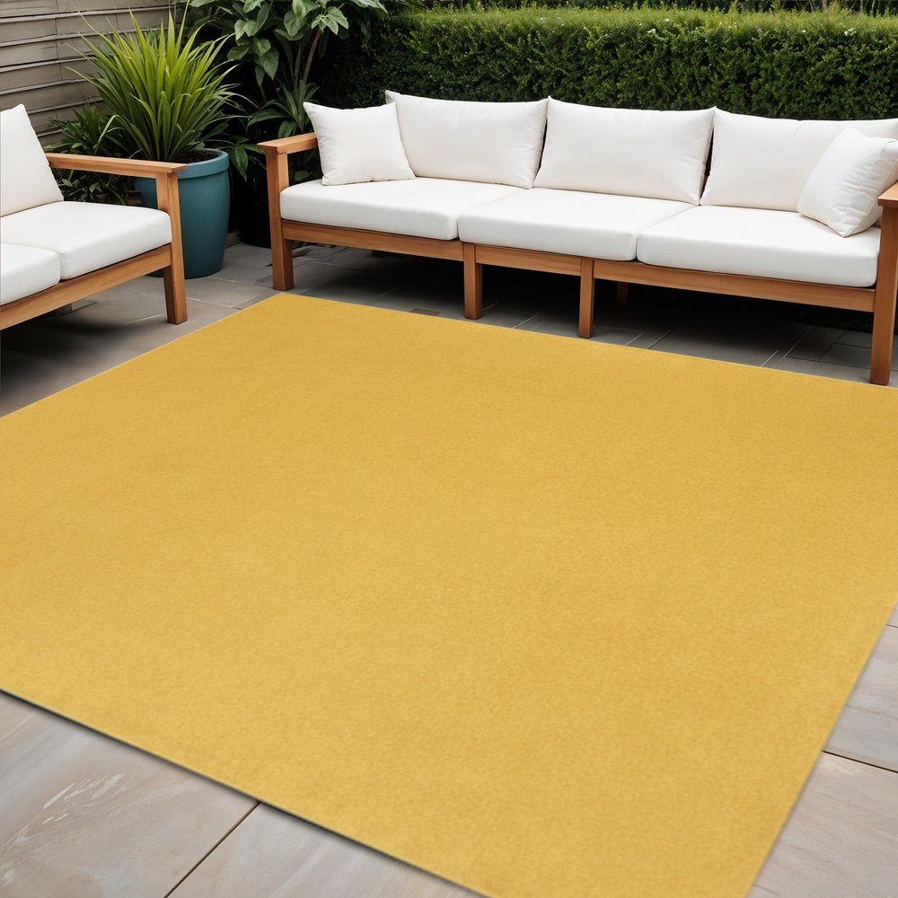 7' Yellow Square Indoor Outdoor Area Rug HomeRoots