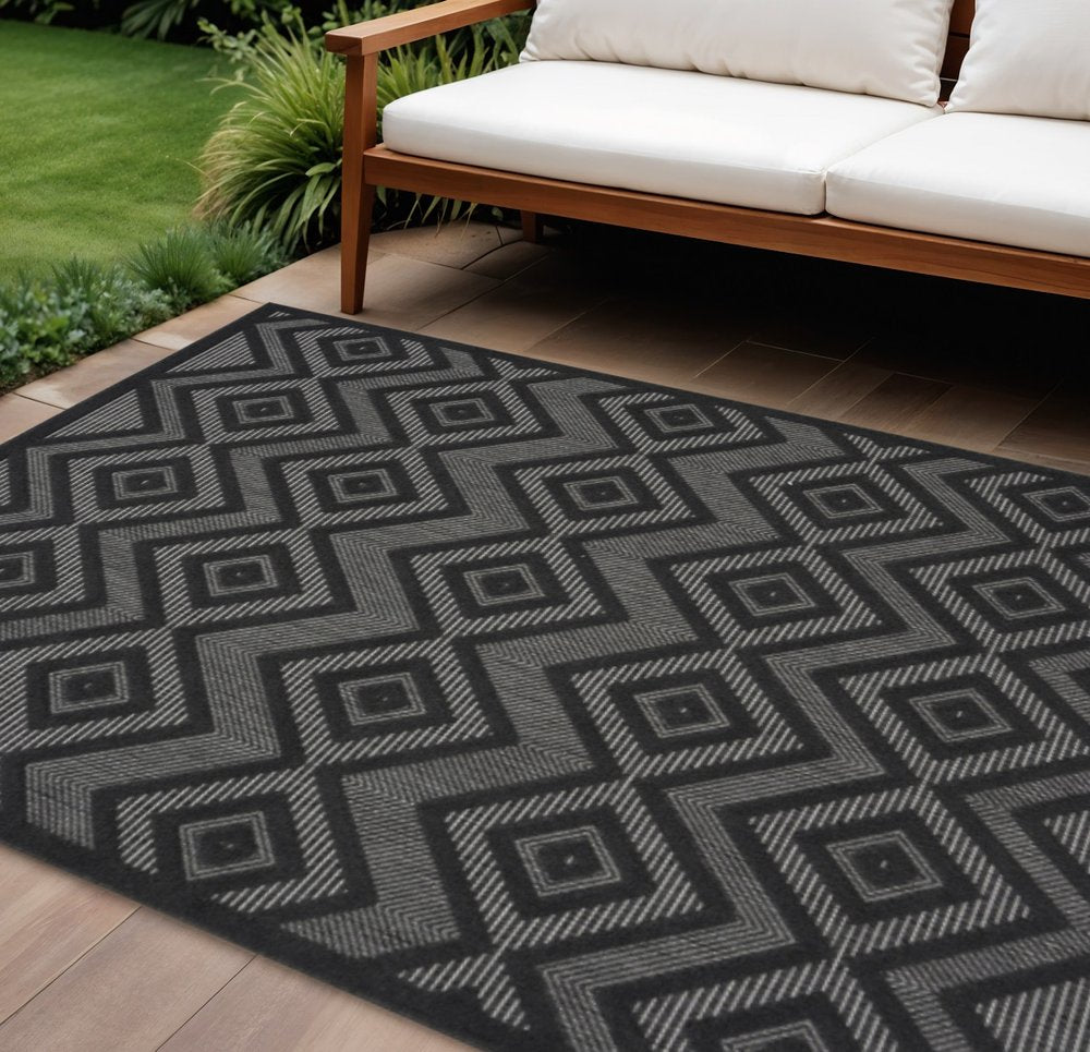 6' X 9' Charcoal Indoor Outdoor Area Rug HomeRoots