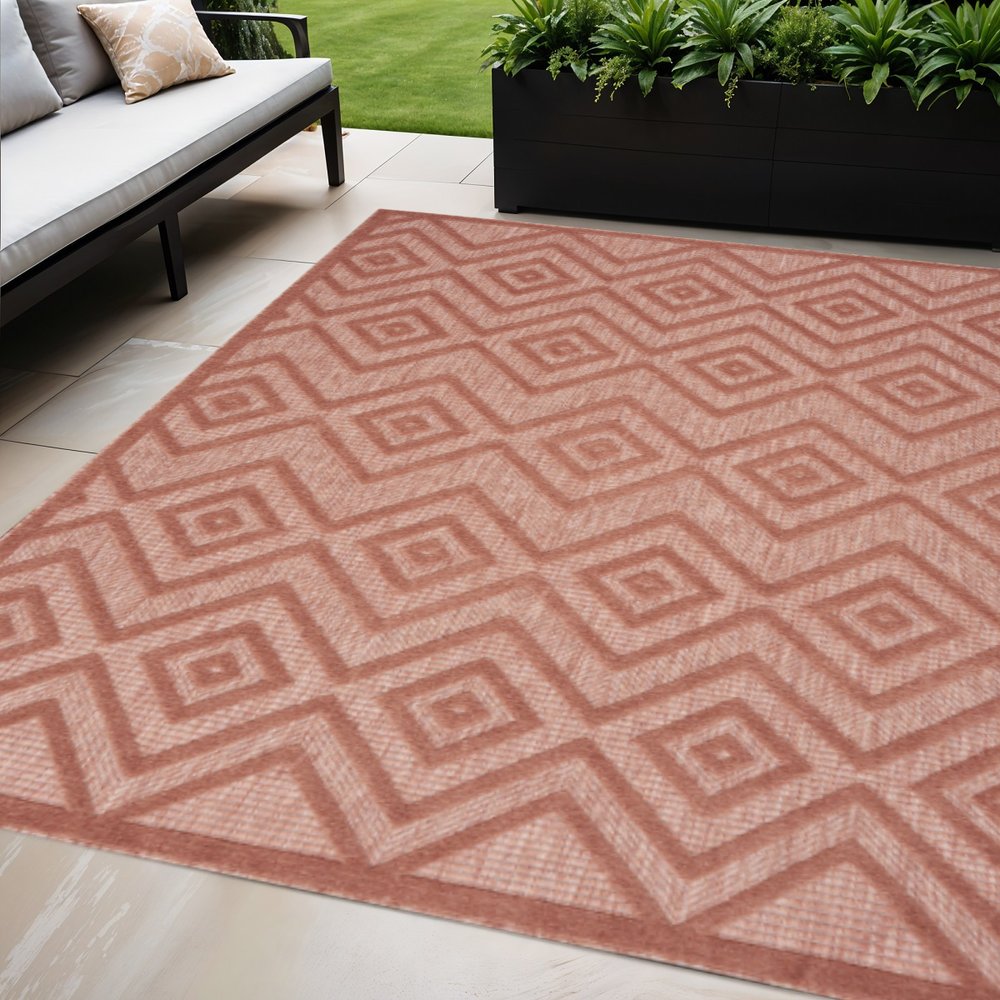 5' X 7' Coral Indoor Outdoor Area Rug HomeRoots