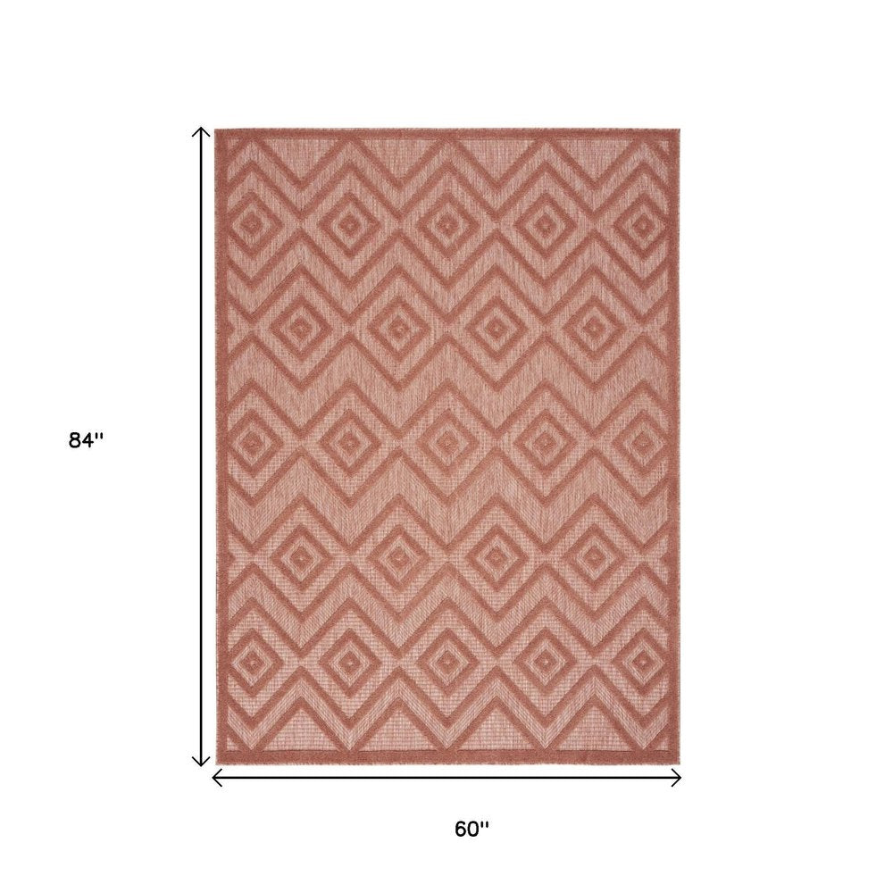 5' X 7' Coral Indoor Outdoor Area Rug — view 2