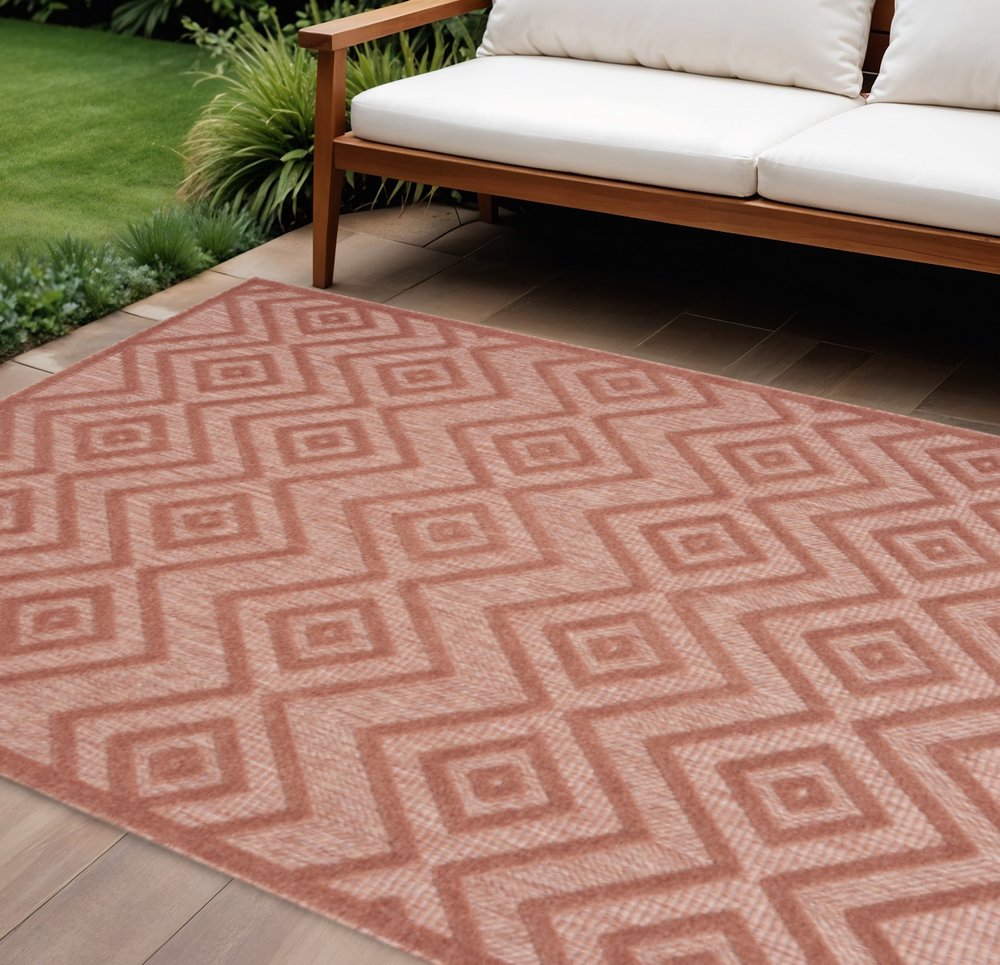 6' X 9' Coral Indoor Outdoor Area Rug — view 1