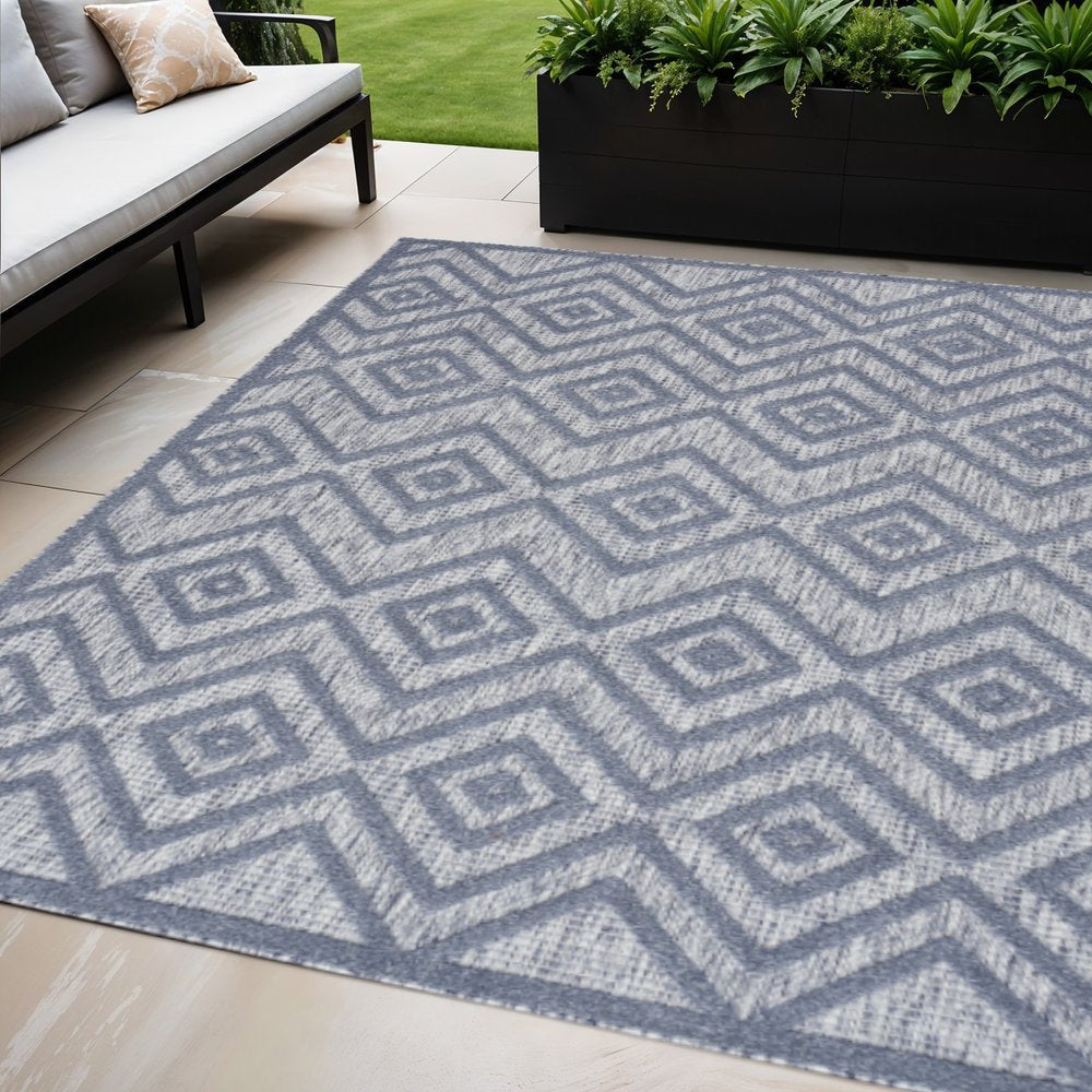 5' X 7' Denim Blue Indoor Outdoor Area Rug — view 1