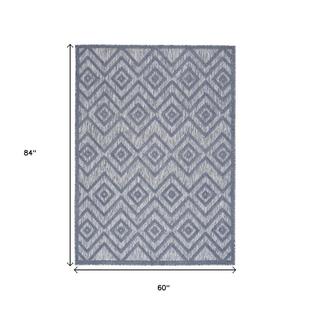 5' X 7' Denim Blue Indoor Outdoor Area Rug HomeRoots