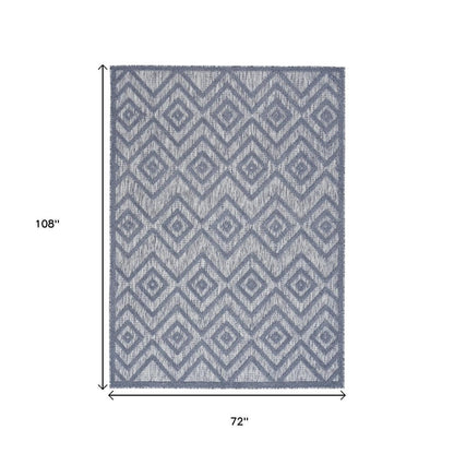 6' X 9' Denim Blue Indoor Outdoor Area Rug HomeRoots