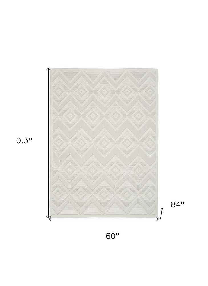 5' X 7' Ivory Indoor Outdoor Area Rug — view 1