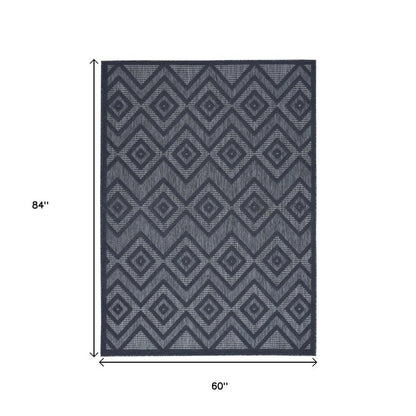 5' X 7' Blue Indoor Outdoor Area Rug HomeRoots