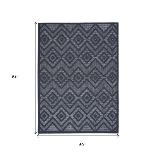 5' X 7' Blue Indoor Outdoor Area Rug