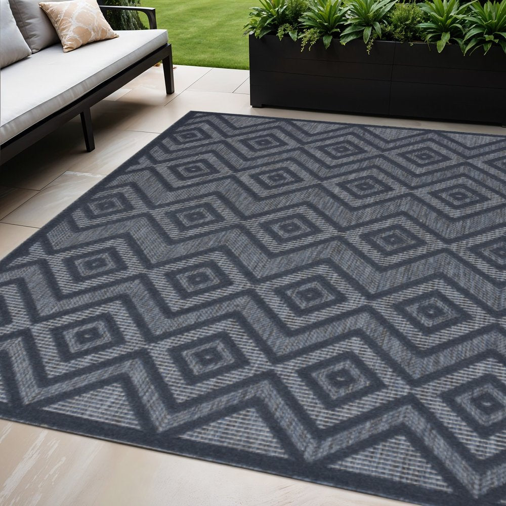 5' X 7' Blue Indoor Outdoor Area Rug HomeRoots