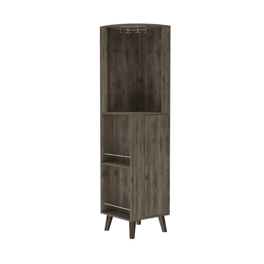 73" Dark Brown Wood Corner Bar Cabinet With One Drawer HomeRoots