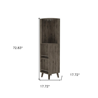 73" Dark Brown Wood Corner Bar Cabinet With One Drawer HomeRoots
