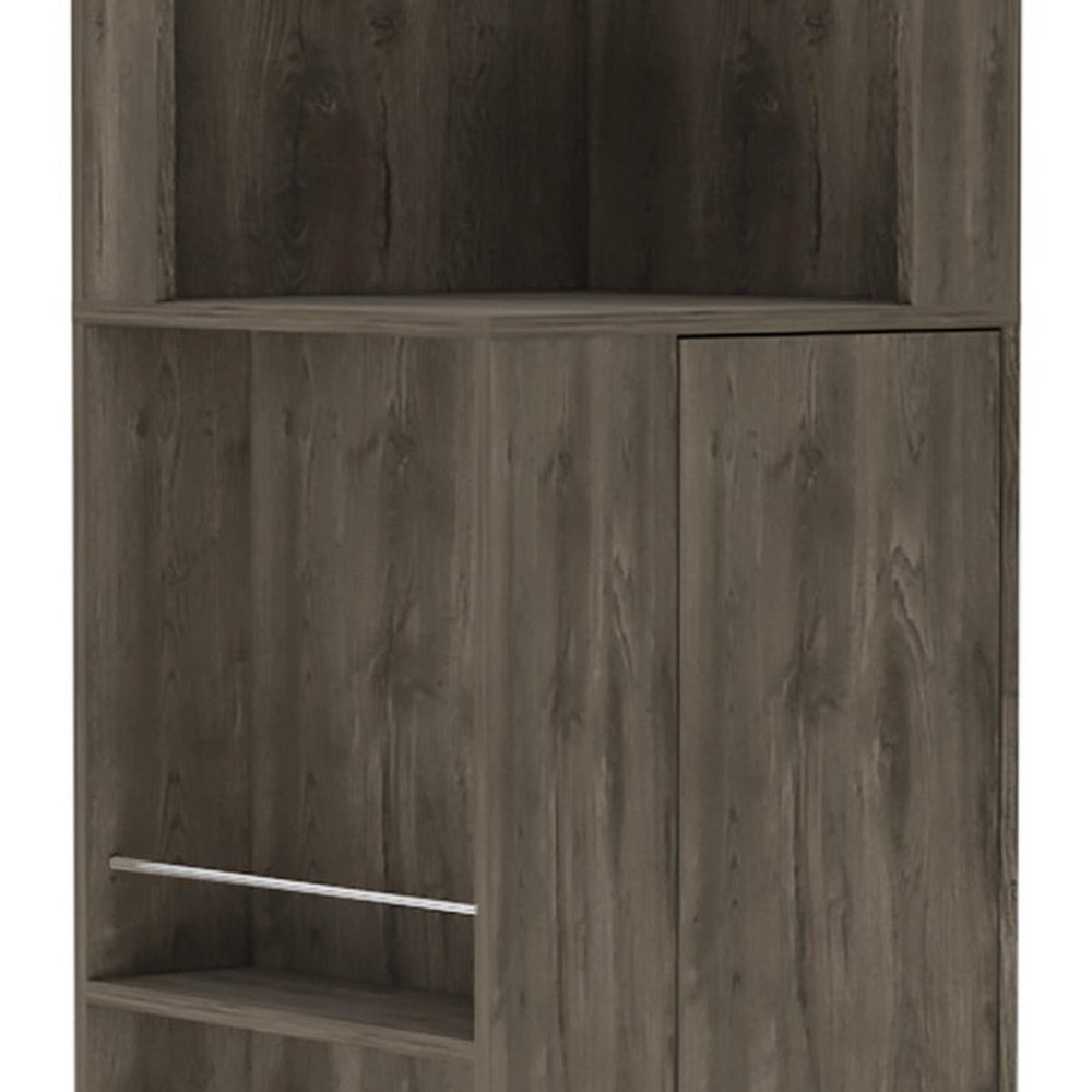 73" Dark Brown Wood Corner Bar Cabinet With One Drawer HomeRoots