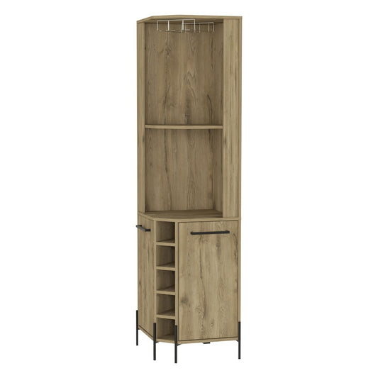 71" Natural Wood Corner Bar Cabinet With Two Doors HomeRoots