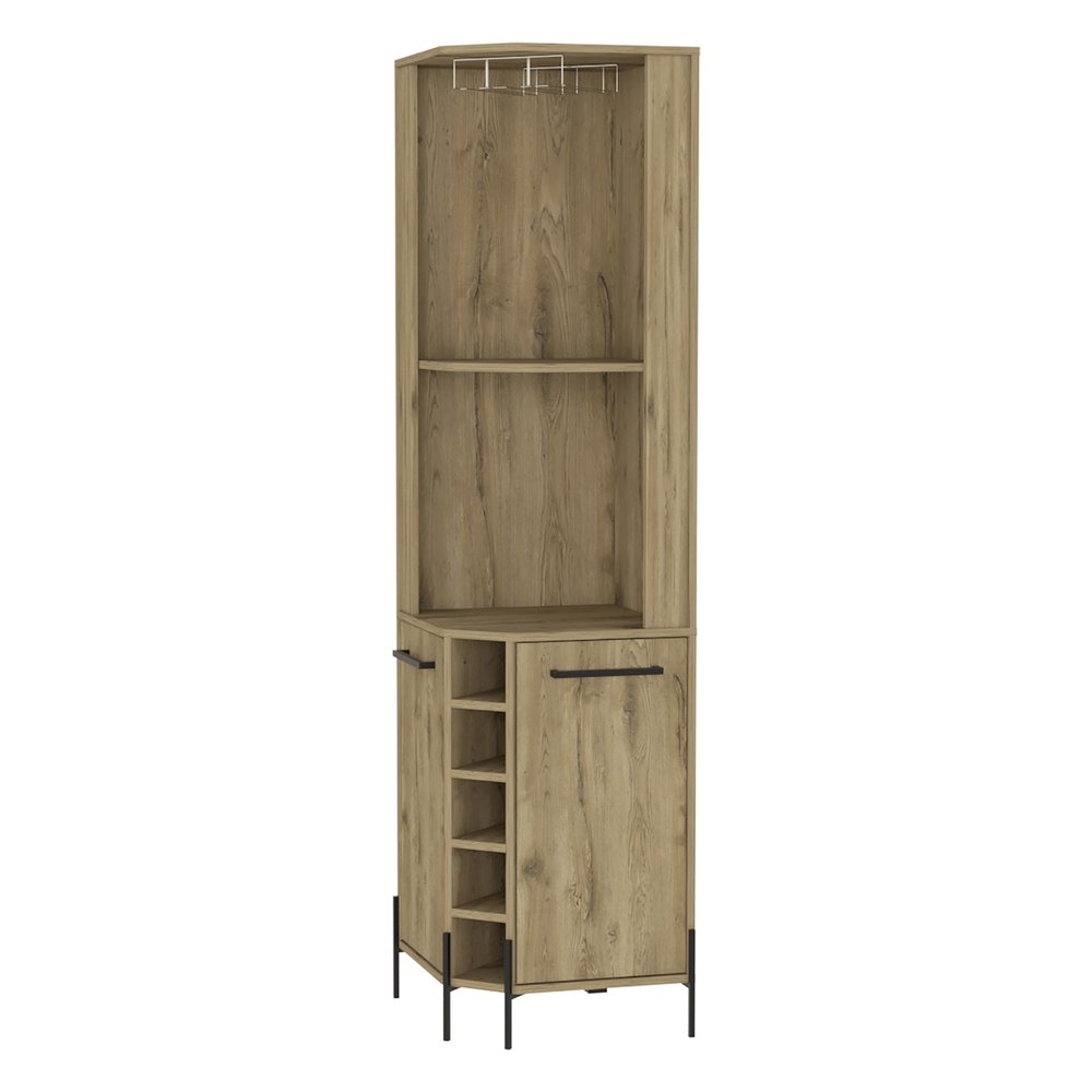 71" Natural Wood Corner Bar Cabinet With Two Doors HomeRoots
