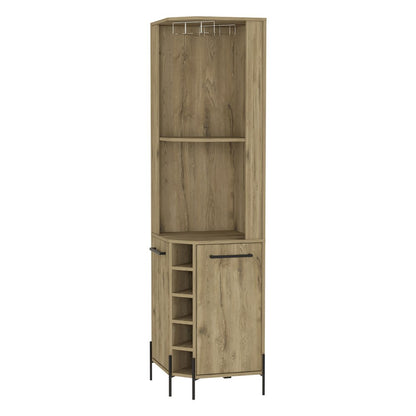 71" Natural Wood Corner Bar Cabinet With Two Doors HomeRoots