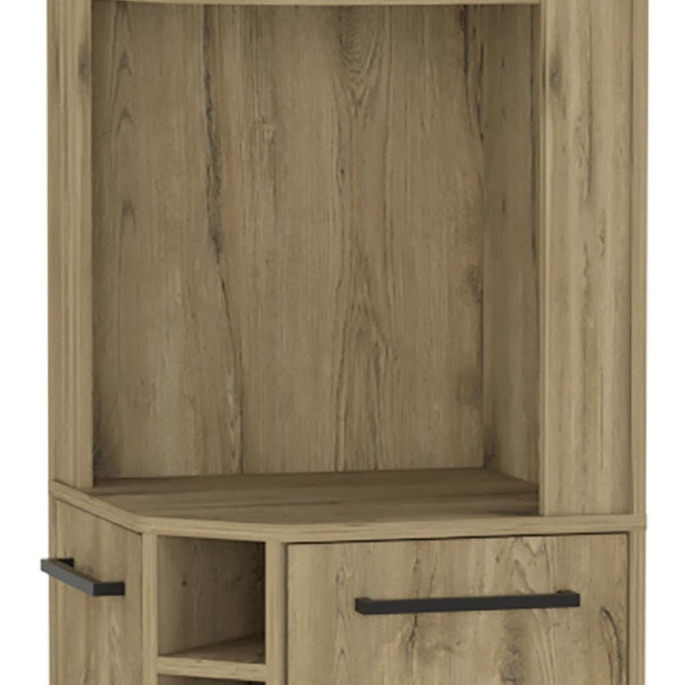 71" Natural Wood Corner Bar Cabinet With Two Doors HomeRoots