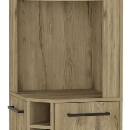 71" Natural Wood Corner Bar Cabinet With Two Doors HomeRoots