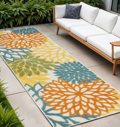 10' Turquoise Indoor Outdoor Runner Rug HomeRoots