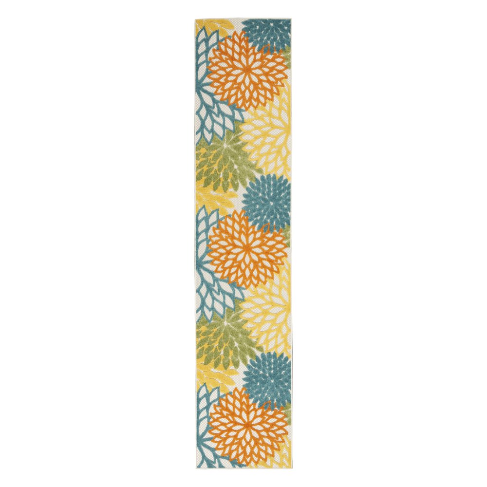 10' Turquoise Indoor Outdoor Runner Rug — view 11