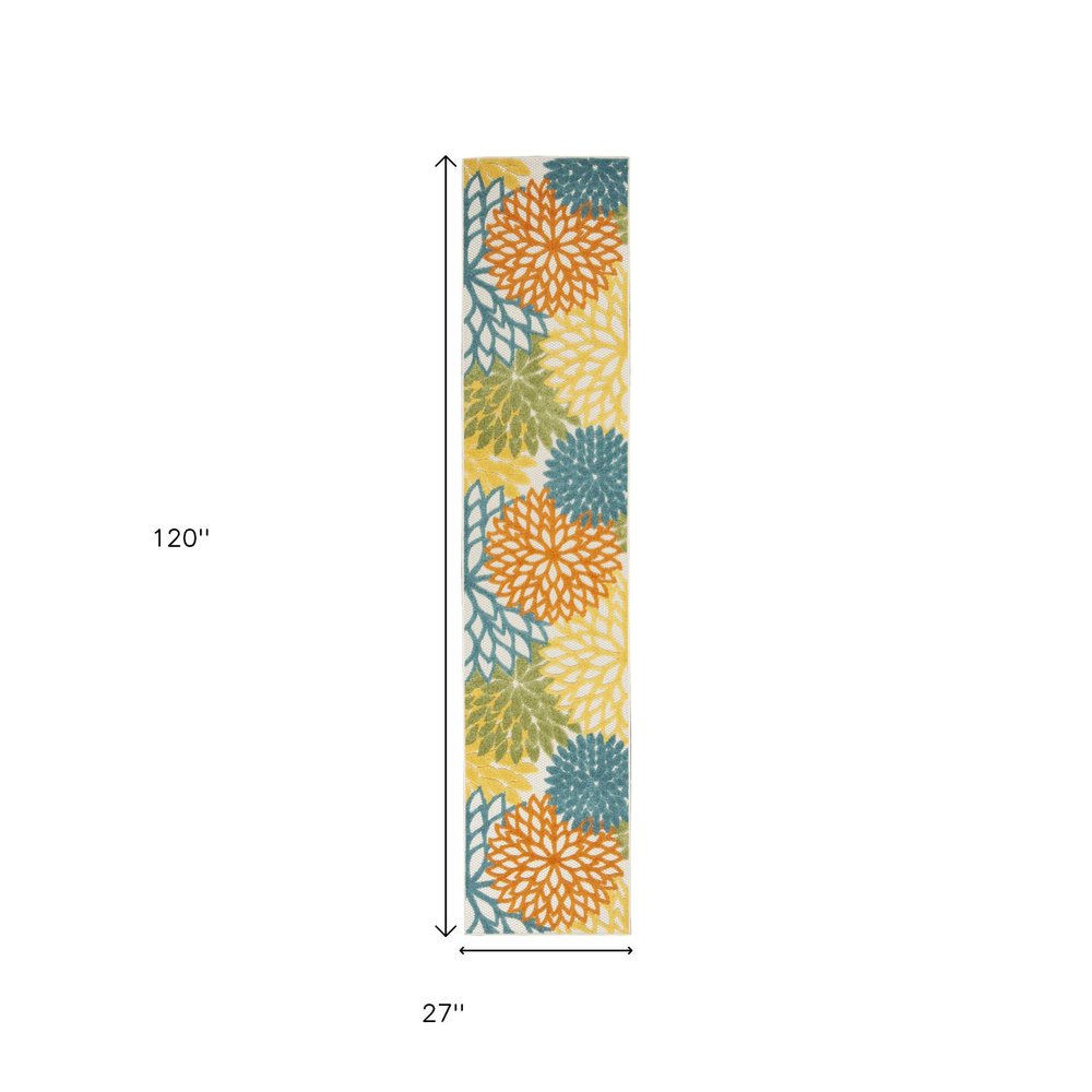 10' Turquoise Indoor Outdoor Runner Rug — view 4
