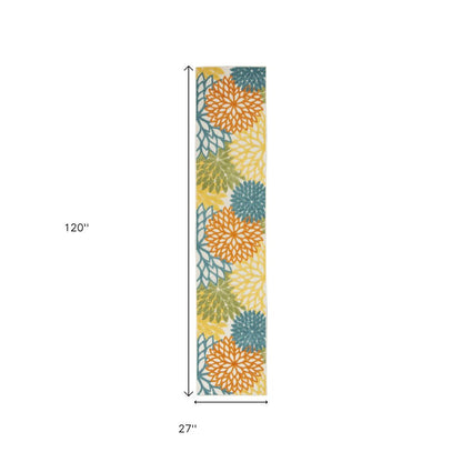 10' Turquoise Indoor Outdoor Runner Rug HomeRoots