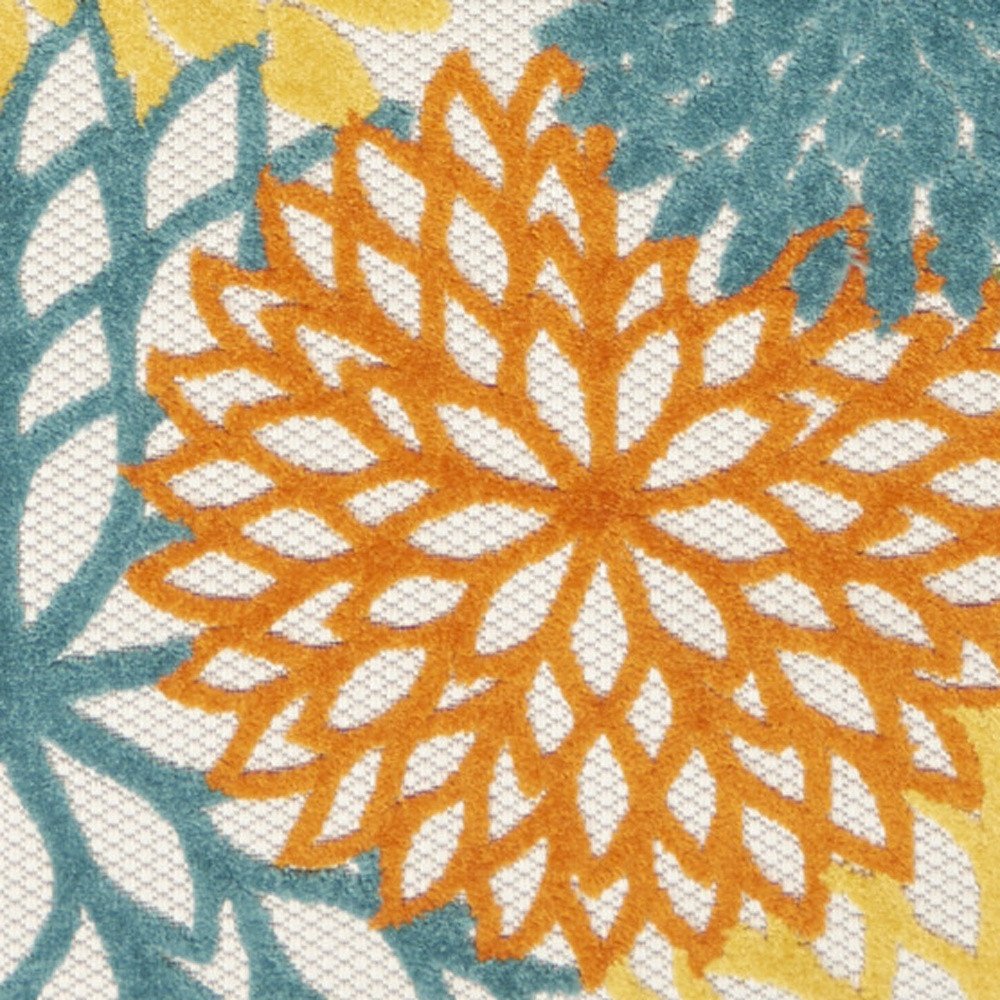 10' Turquoise Indoor Outdoor Runner Rug — view 2
