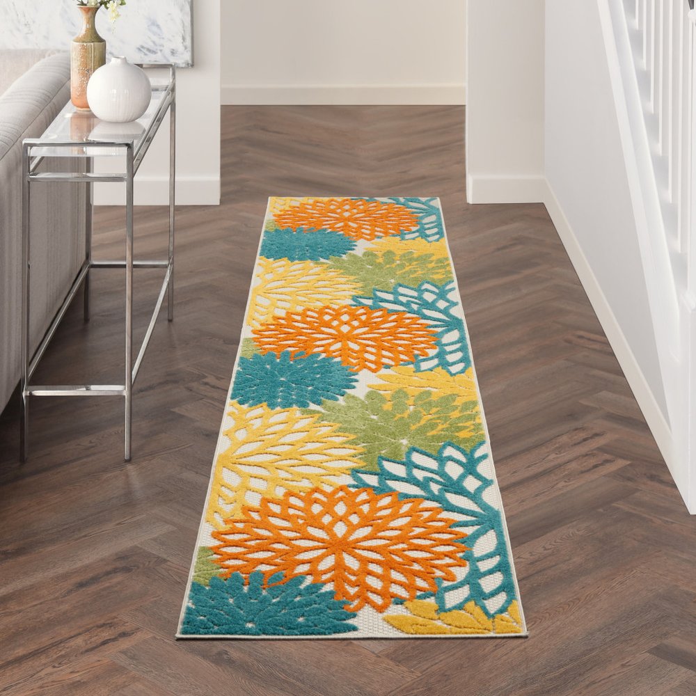 10' Turquoise Indoor Outdoor Runner Rug HomeRoots