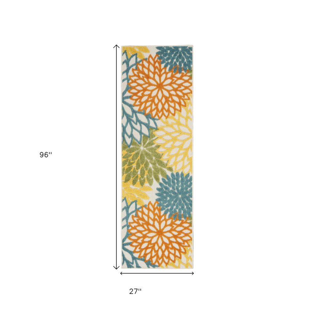 8' Turquoise Indoor Outdoor Runner Rug HomeRoots