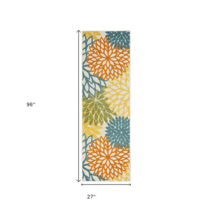 8' Turquoise Indoor Outdoor Runner Rug HomeRoots