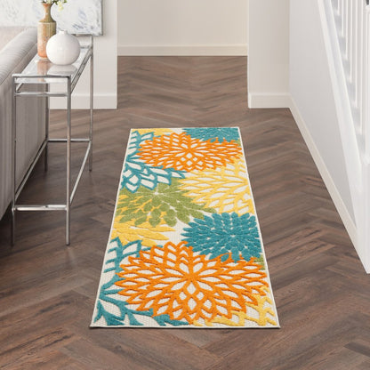 8' Turquoise Indoor Outdoor Runner Rug HomeRoots