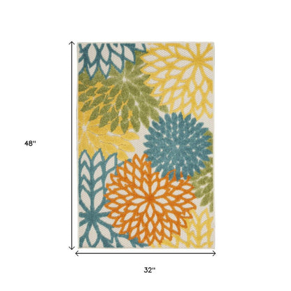 3' X 4' Blue And Yellow Indoor Outdoor Area Rug HomeRoots