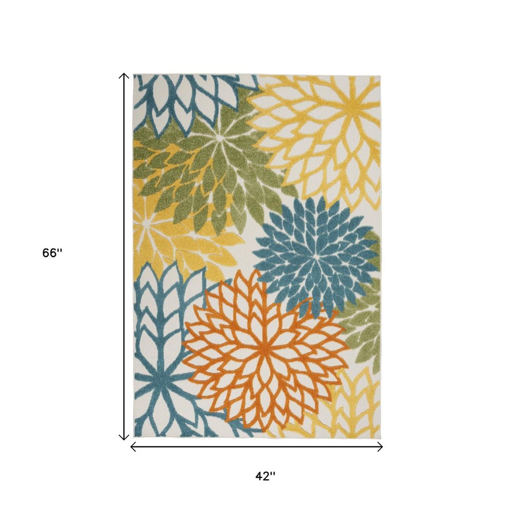 4' X 6' Blue And Yellow Indoor Outdoor Area Rug HomeRoots
