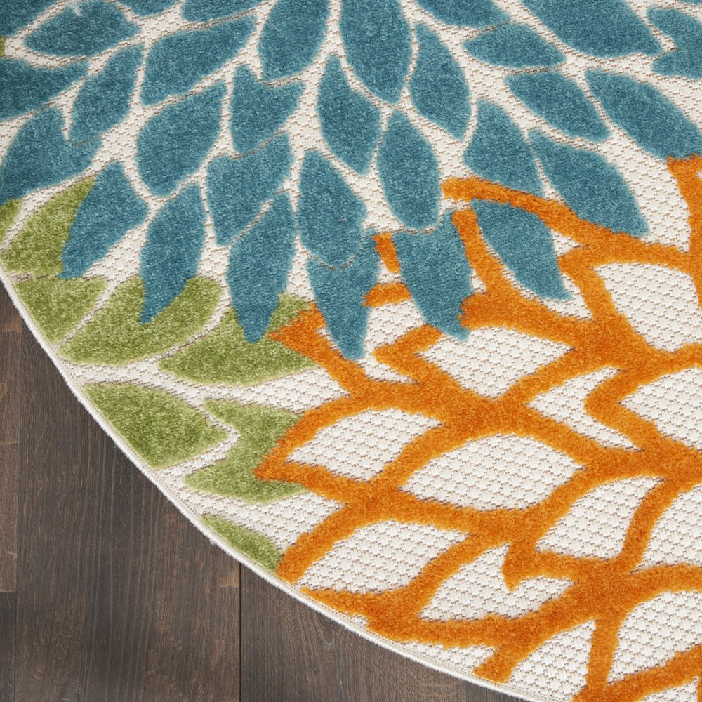 4' Blue And Yellow Round Indoor Outdoor Area Rug — view 10