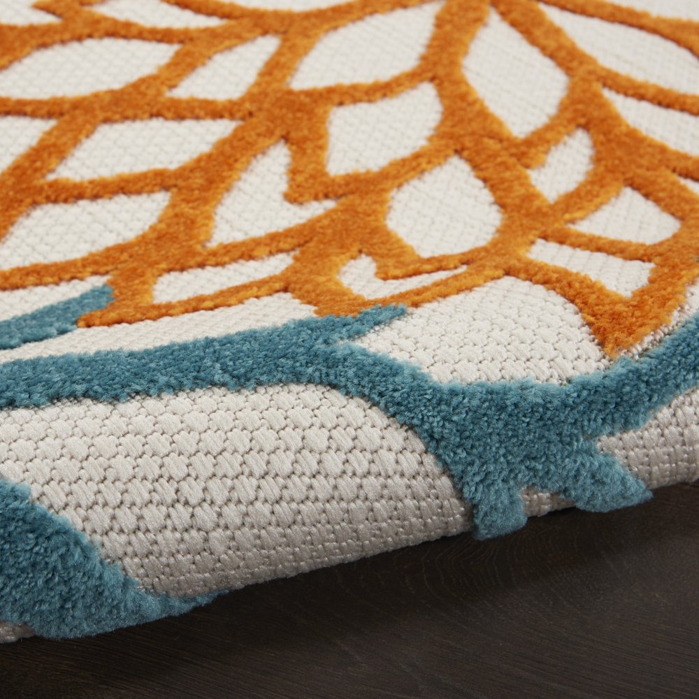 4' Blue And Yellow Round Indoor Outdoor Area Rug — view 5