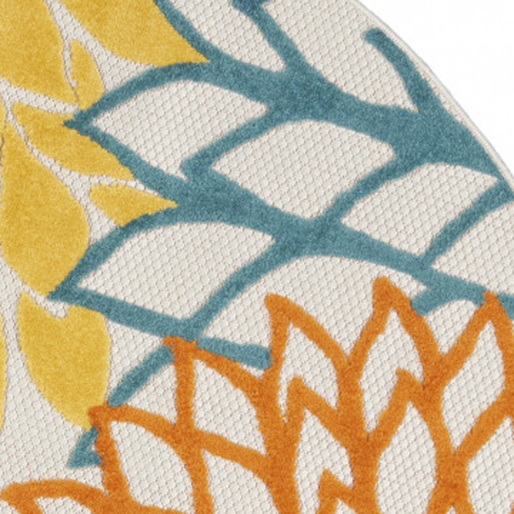 4' Blue And Yellow Round Indoor Outdoor Area Rug — view 1